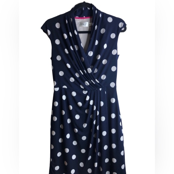 Eliza J Navy Blue Polka Dot Sleeveless Mini Dress Size 4 - Picture 1 of 10